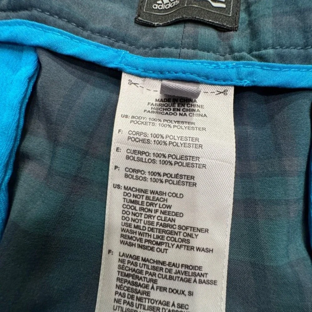 Adidas Shorts Mens 32 Blue Plaid Golf 8.5